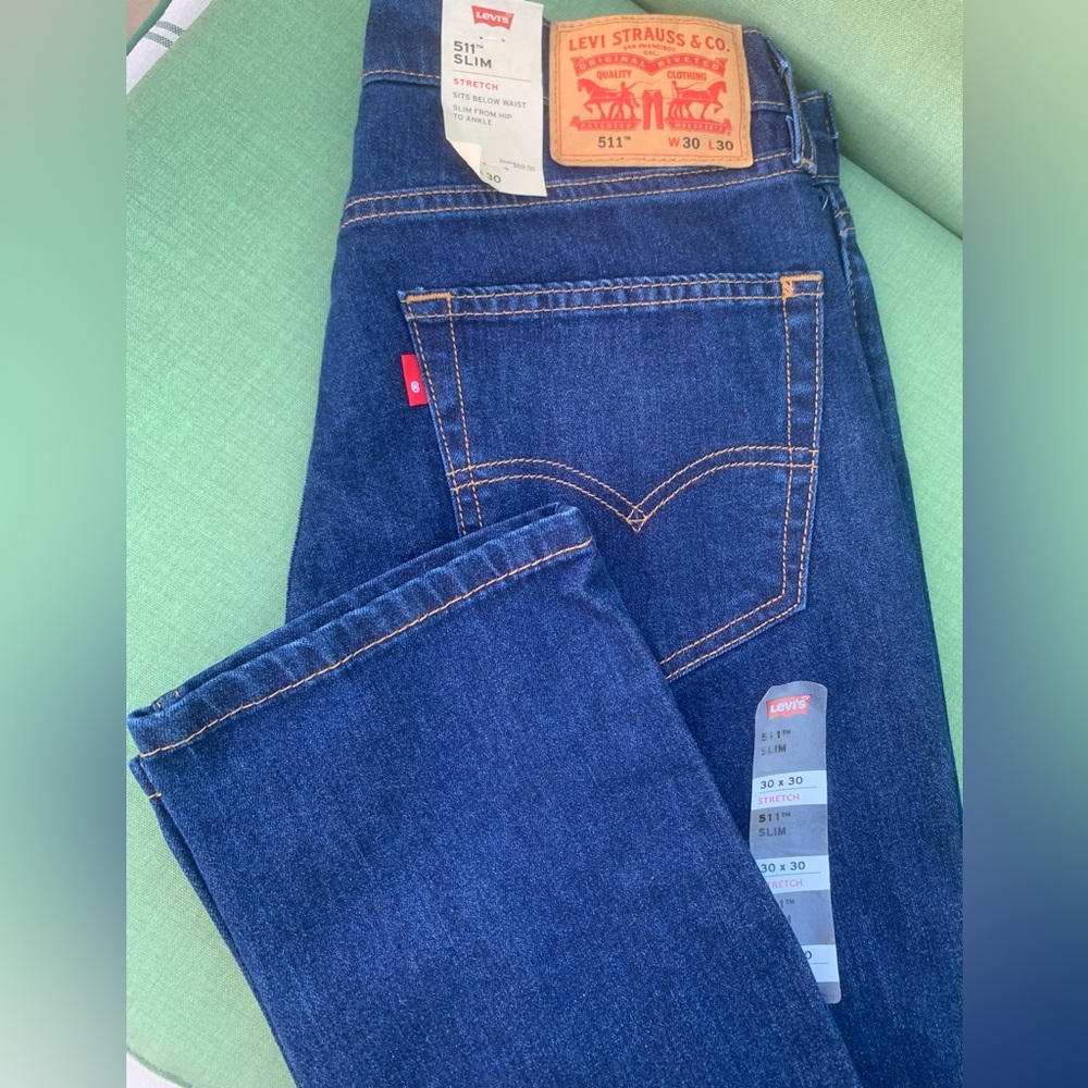 NWT Men’s Denim Levi's 511 Stretch Slim Fit Dark Blue W30” x L30”